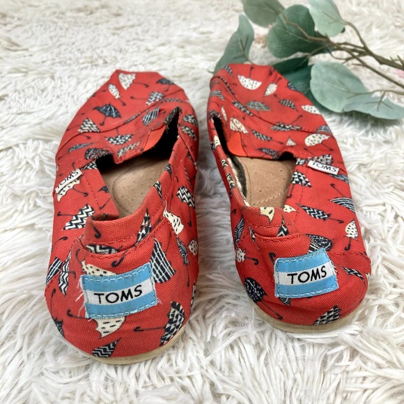 Toms Umbrella Rain Print Canvas Flat Shoes - Picture 2 of 7
